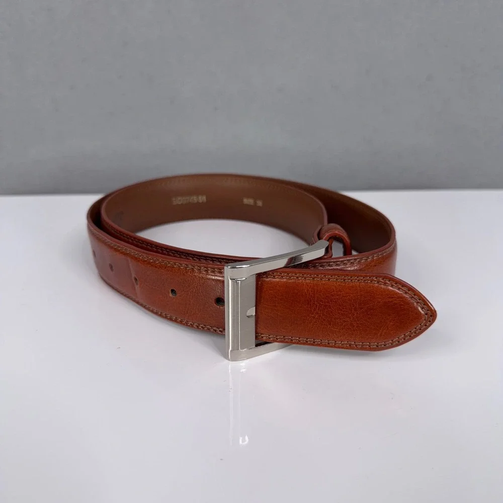 Bosca Leather Belt Mens 36 Brown Classic Dress Professional